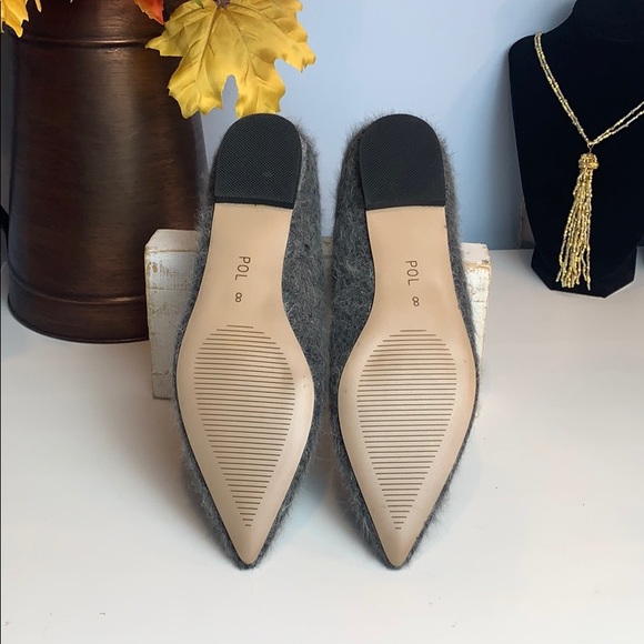 POL Mohair Style Pointed Toe Flats in Charcoal - Picture 8 of 9